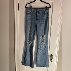 Express light wash flare jeans, size 12r